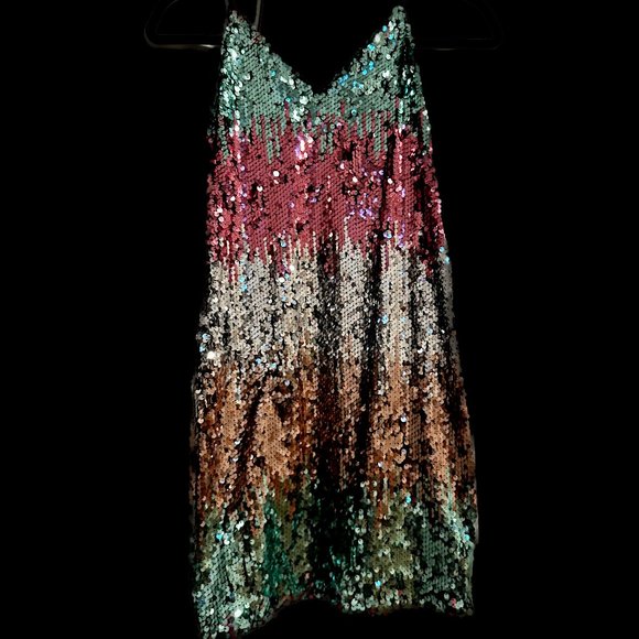 NWT Gradient Sequin Cami Dress in Multicolor, Express, XS - Picture 2 of 4